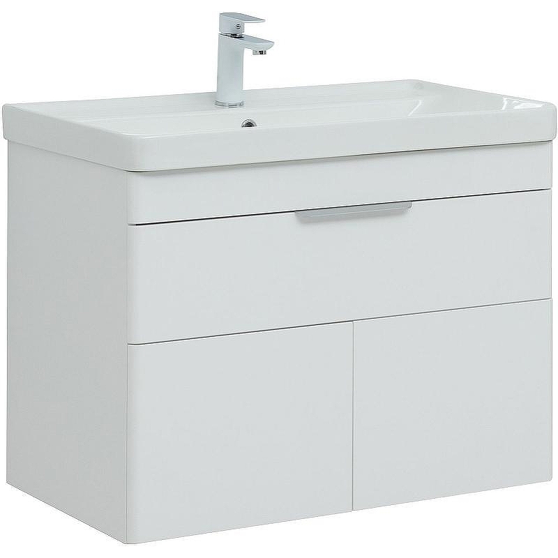 Тумба под раковину Aquanet Ирис new 80 310150 подвесная Белая глянцевая