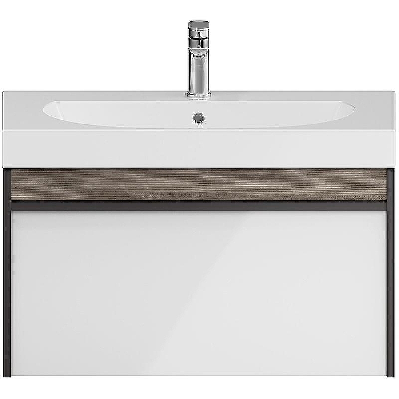 Тумба под раковину Kerama Marazzi Modula 80 MO.80.1+1\AR подвесная Белая глянцевая Дерево